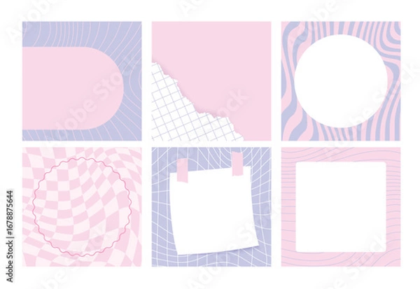 Fototapeta 90s pastel backgrounds design for social media. Vector square templates collection for posts in social media