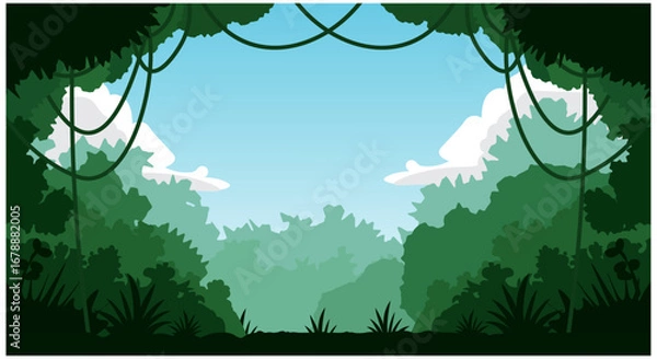 Fototapeta Vector Jungle Forest Game Background