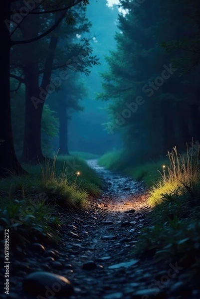 Fototapeta A powerful flashlight beam cuts through the inky blackness of night, illuminating a mysterious path ahead The metallic texture and robust design are clearly visible , gadget, battery