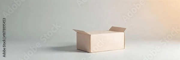 Fototapeta A pristine, unopened box of a new product sits on a neutral background, ready for its unveiling The packaging is clean, modern and clearly displays the product information , simple, kraft