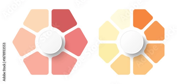 Fototapeta Pie chart clean design template isolated on white background. Hexagon and octagon chart layout.