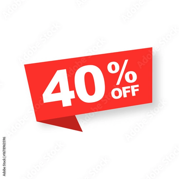 Obraz Vector Illustration 40 Percent Off Banner. Modern Red Web Label