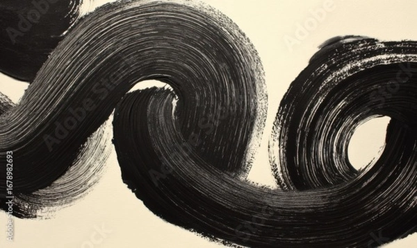 Fototapeta Abstract Ink Swirls on Cream Background