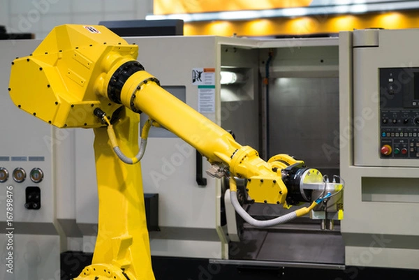 Obraz Fully automated CNC machining with handling robot