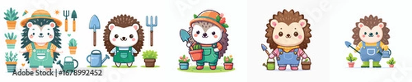 Obraz cute hedgehog vector gardening
