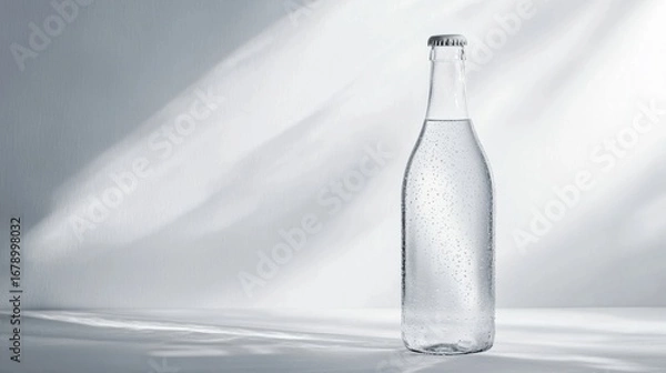 Fototapeta Sparkling Water Bottle with Condensation in Studio Light
