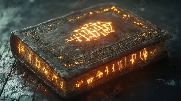 Fototapeta Ancient Grimoire: Mystical Illuminated Manuscript