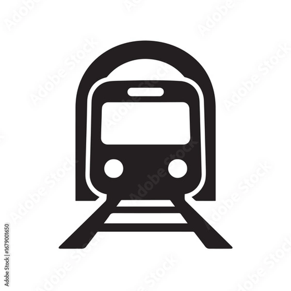 Obraz Metro Train silhouette black and white vector icon