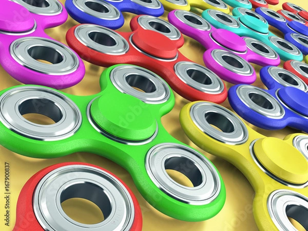 Fototapeta Hand Spiners 3d render on yellow background