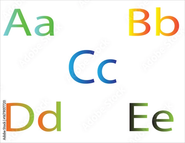 Fototapeta This vector file features a set of uppercase and lowercase letters of the alphabet in vibrant, modern gradients. It's a great resource for graphic design projects, educational materials, and branding.