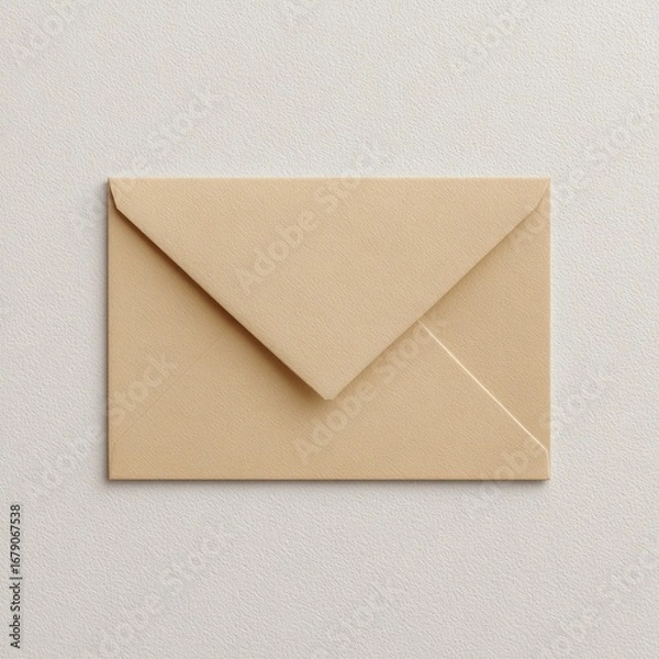 Fototapeta A light beige envelope on a light gray background