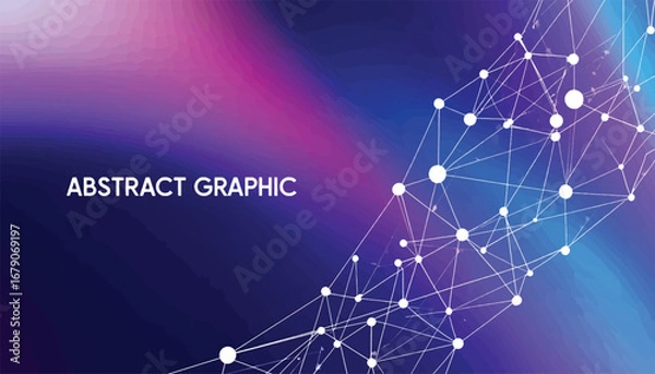 Fototapeta Vibrant abstract digital network background with interconnected lines and dots, symbolizing modern technology, global data flow, and futuristic communication