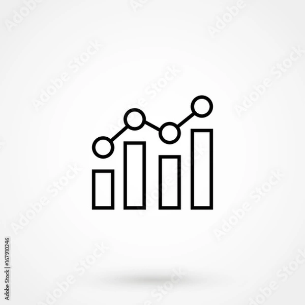 Fototapeta Business growing graph line icon, Infographic, finance and managment vector graphics