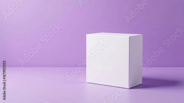 Fototapeta Blank White Box on Lavender Background Simple Product Presentation for a Minimalist Design