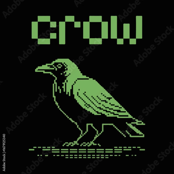Obraz pixel art crow ascii bird design