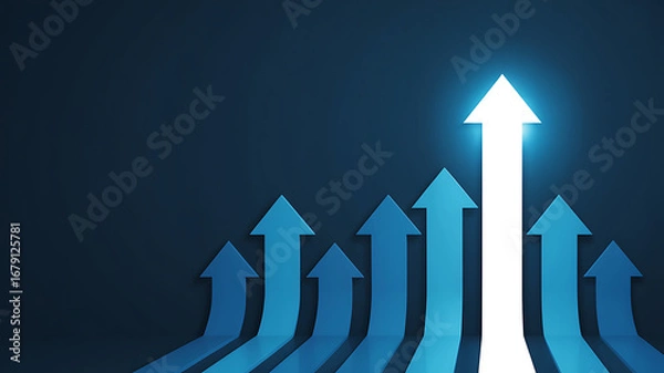 Obraz Bright arrow leads group upward towards success business growth concept
