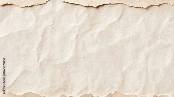 Fototapeta Detailed close-up of a crumpled, distressed, and weathered paper or parchment texture, creating a vintage, grunge, and organic background.