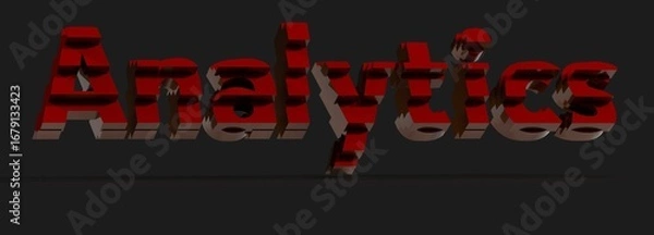 Fototapeta Modern 3D red text graphic of the word 'Analytics'. Perfect for presentations, websites, and reports.