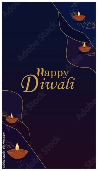 Fototapeta Elegant Happy Diwali Vertical Story Banner