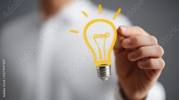 Fototapeta Innovative Mind at Work Inspiring Visual of Brainstorming Session with Lightbulb, Ideal for Marketing or Branding Projects.