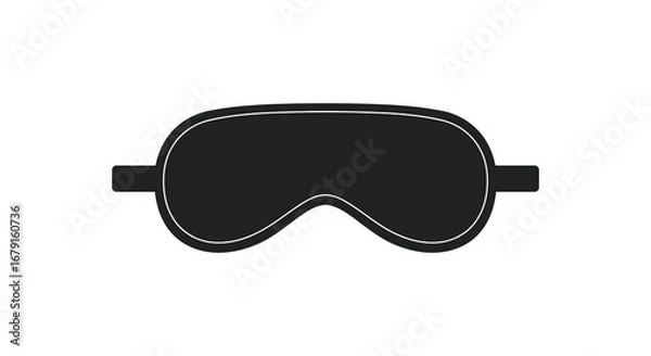 Fototapeta A black sleep mask with white outline on a plain white background