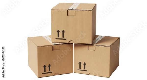 Fototapeta Isolated Stack of Cardboard Boxes