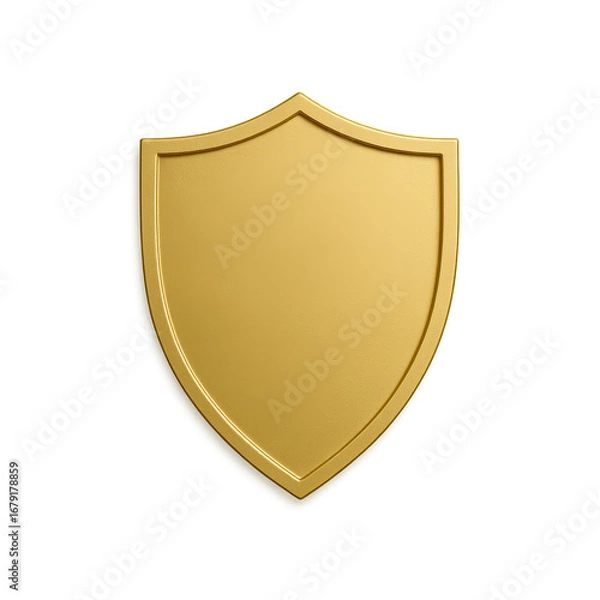 Obraz Protection safety and security represent strength and trust through a minimal gold shield, PNG Transparent