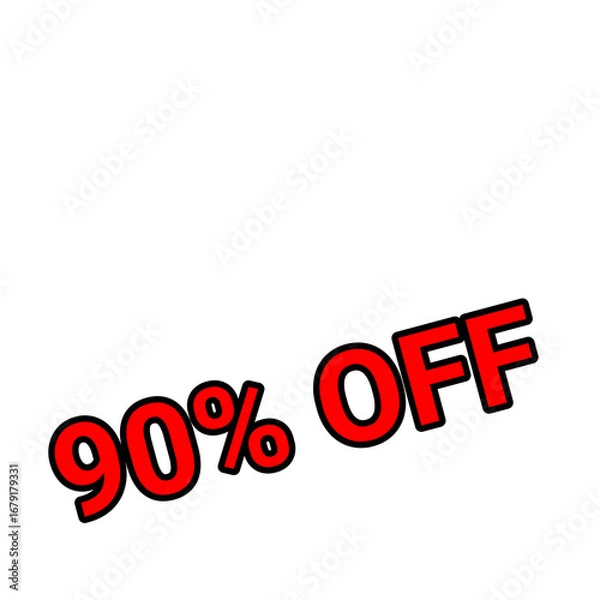 Fototapeta 90%オフを強調する赤文字セールデザイン