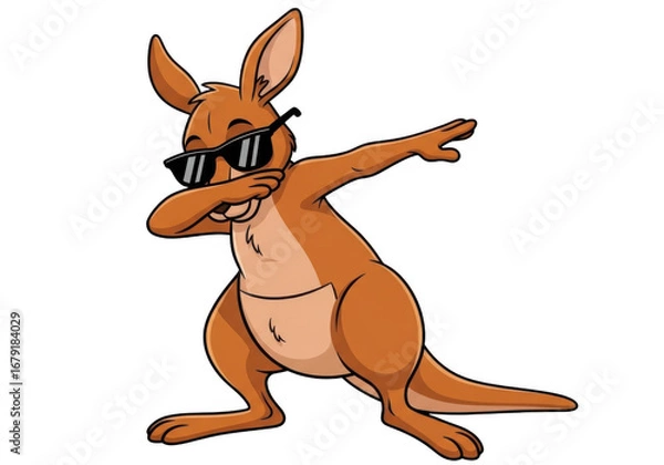 Obraz Cool kangaroo dabbing isolated on transparent background