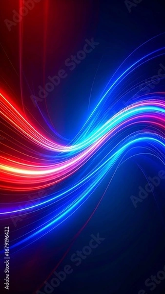 Obraz Abstract flowing lines of vibrant red and blue light
