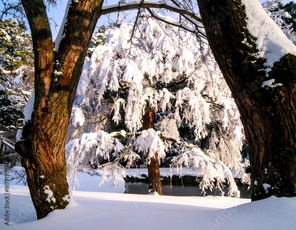 Fototapeta snow covered trees in winter