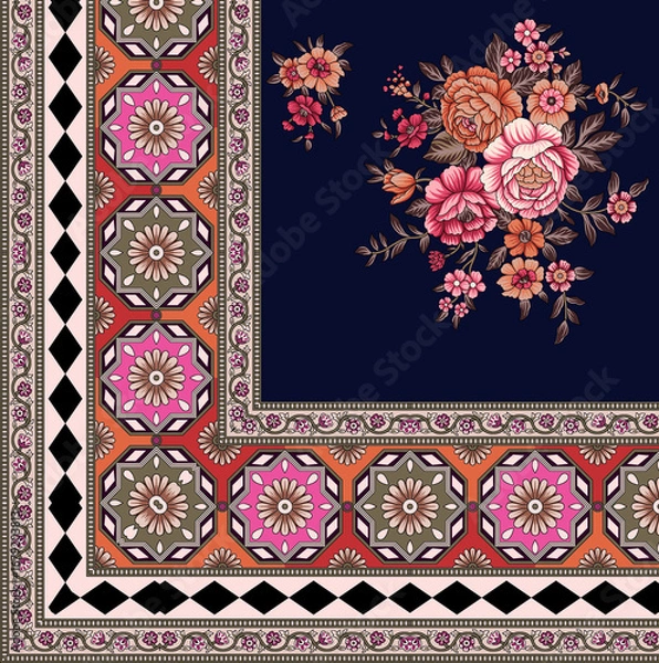 Fototapeta A beautiful Digital 3d Flower design handmade artwork with Design for fashion ,fabric, textile, wallpaper, cover, web  and all prints