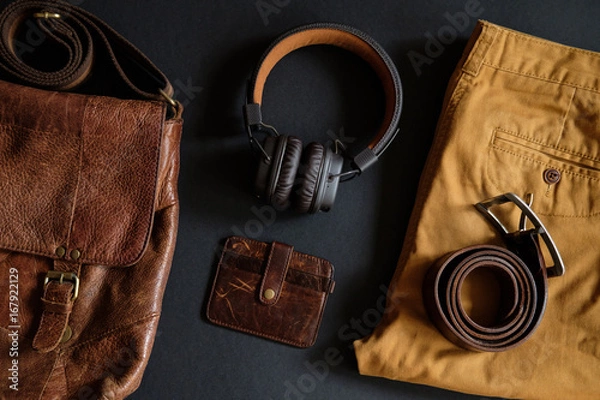 Obraz Men's accessories set, lay flat