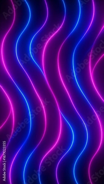 Fototapeta Neon wavy lines on dark background