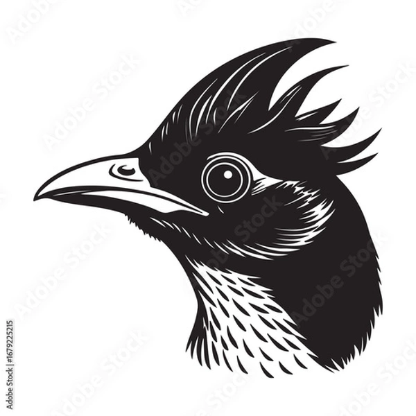 Fototapeta A Majestic Indian Paradise Flycatcher, a Beautiful and Exotic Bird with Vibrant Rusty-Red Plumage Perched in its Natural Forest Habitat