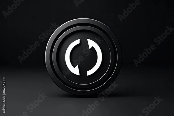 Fototapeta Black circular icon with white double-arrowed circle
