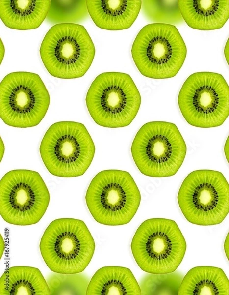 Obraz Fresh kiwi slices arranged in a pattern