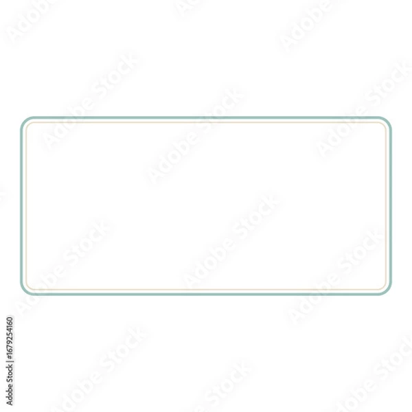 Fototapeta シンプルで可愛いスモーキーグリーンとベージュの角が丸い長方形フレームイラスト