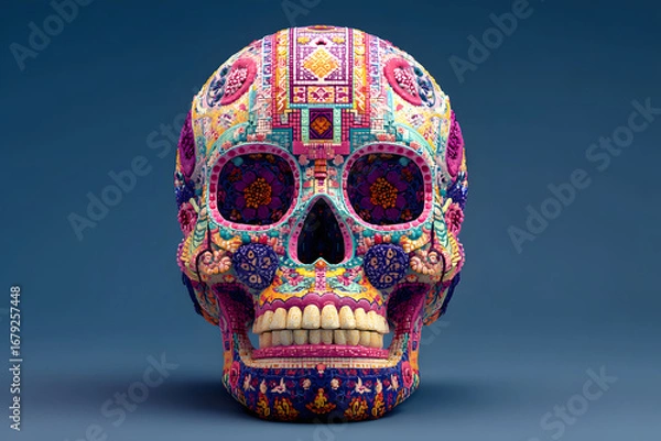 Obraz Generative AI Sugar Skull (Calavera) to celebrate Meico's Day of the Dead (Diade Los Muertos)