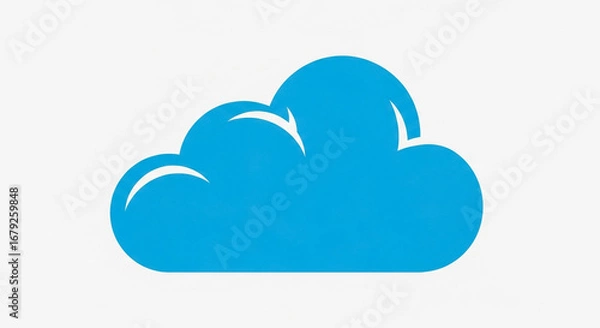 Fototapeta A simple blue cloud icon on a white background, representing cloud computing or weather.