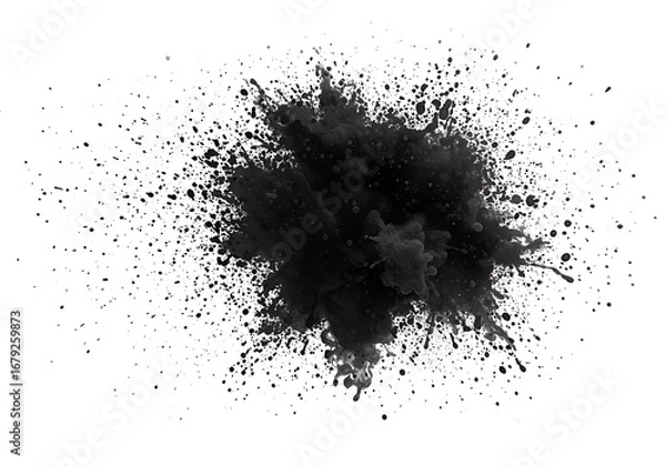 Obraz Black powder explosion isolated on white background