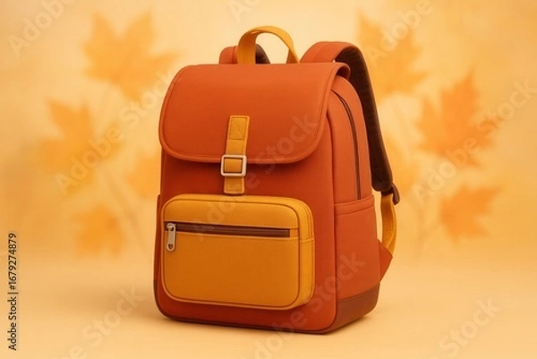 Fototapeta School Backpack on Soft Abstract Fall Background – Back to School Illustration