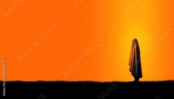 Fototapeta Ghost silhouette for Halloween card decoration.