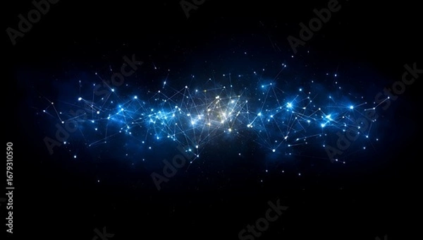 Obraz An expansive view of a vibrant blue and white galaxy cluster twinkling in the dark expanse of space