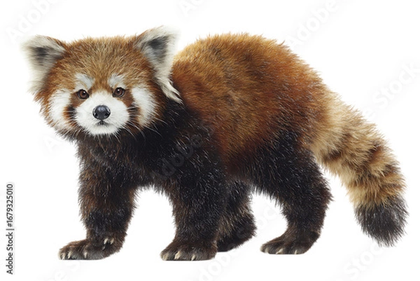 Obraz Adorable red panda standing on a transparent background.