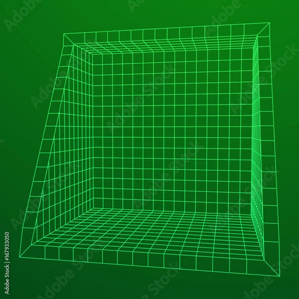 Fototapeta Wireframe Mesh Slice Box. Connection Structure. Digital Data Visualization Concept. Vector Illustration.