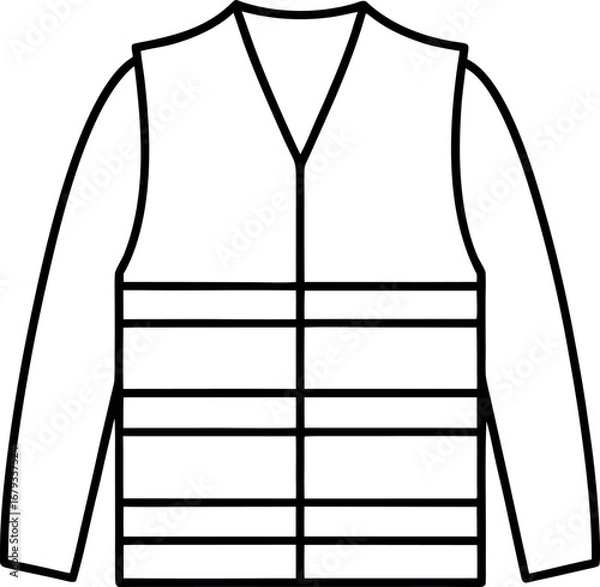 Fototapeta Outline of a safety vest or jacket with long sleeves for construction or work related activities illustration vector