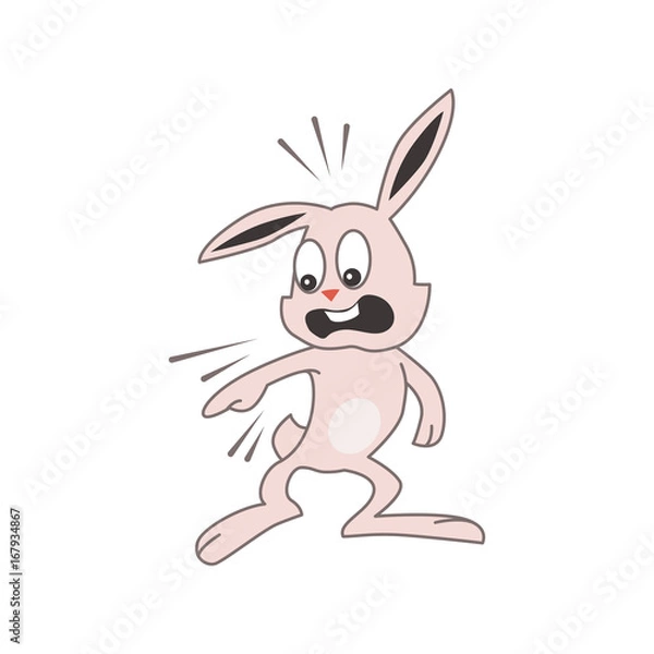 Obraz Cute pink bunny scared