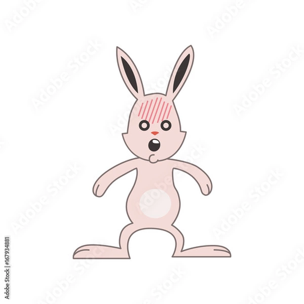 Obraz Cute pink bunny terrified