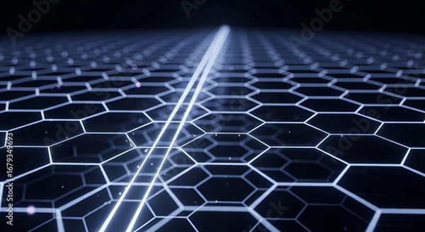 Fototapeta Modern digital grid design with glowing lines, perfect for tech presentations, futuristic concepts, and innovative backgrounds that add a dynamic feel